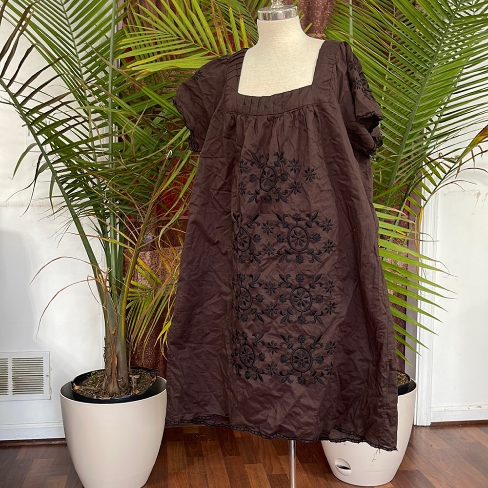 Brown embroidered Massimo dress knee length